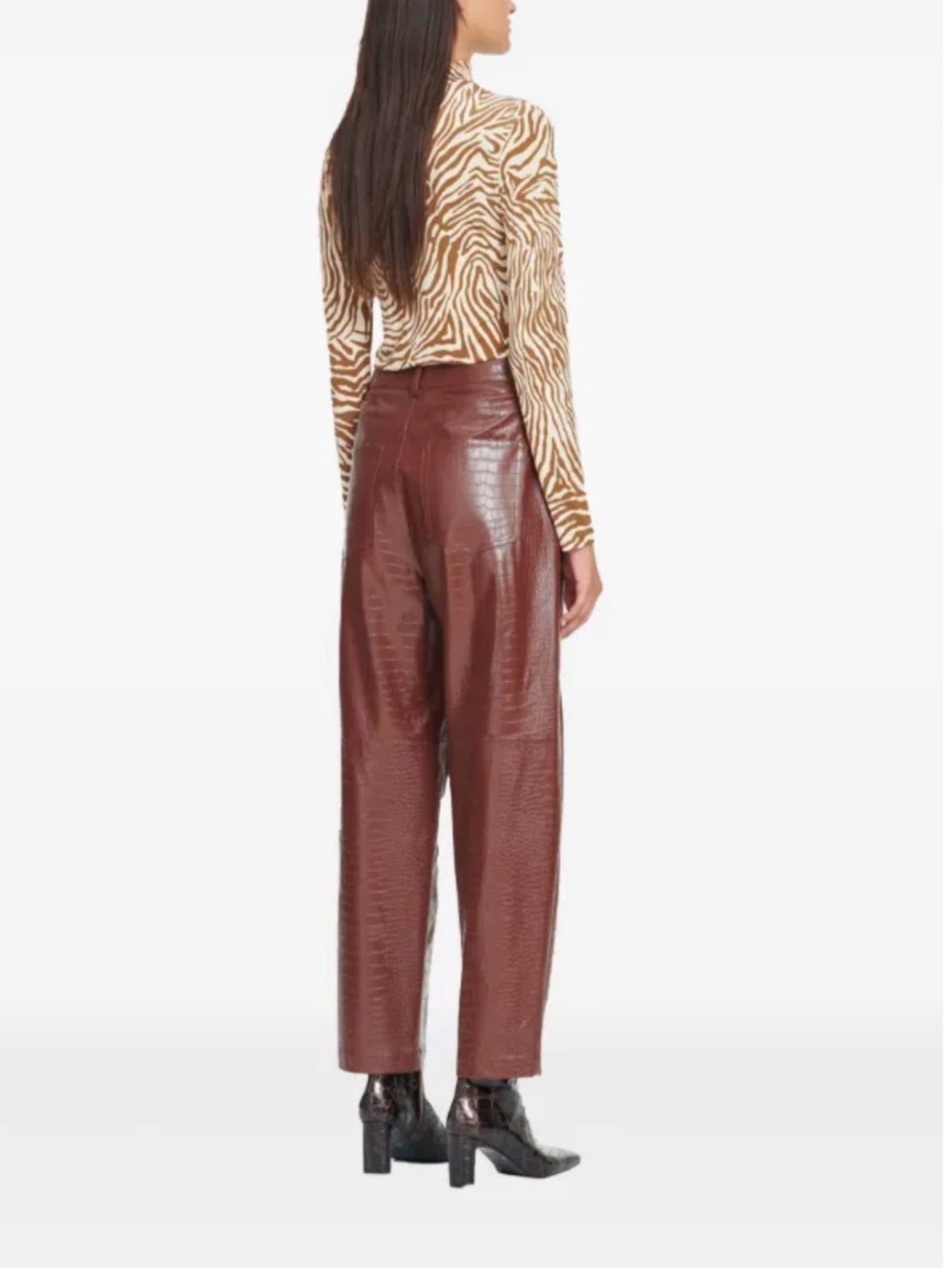 SAMSOE SAMSOE Myla Trouser Chocolate Vegan Croc Embossed Pants L